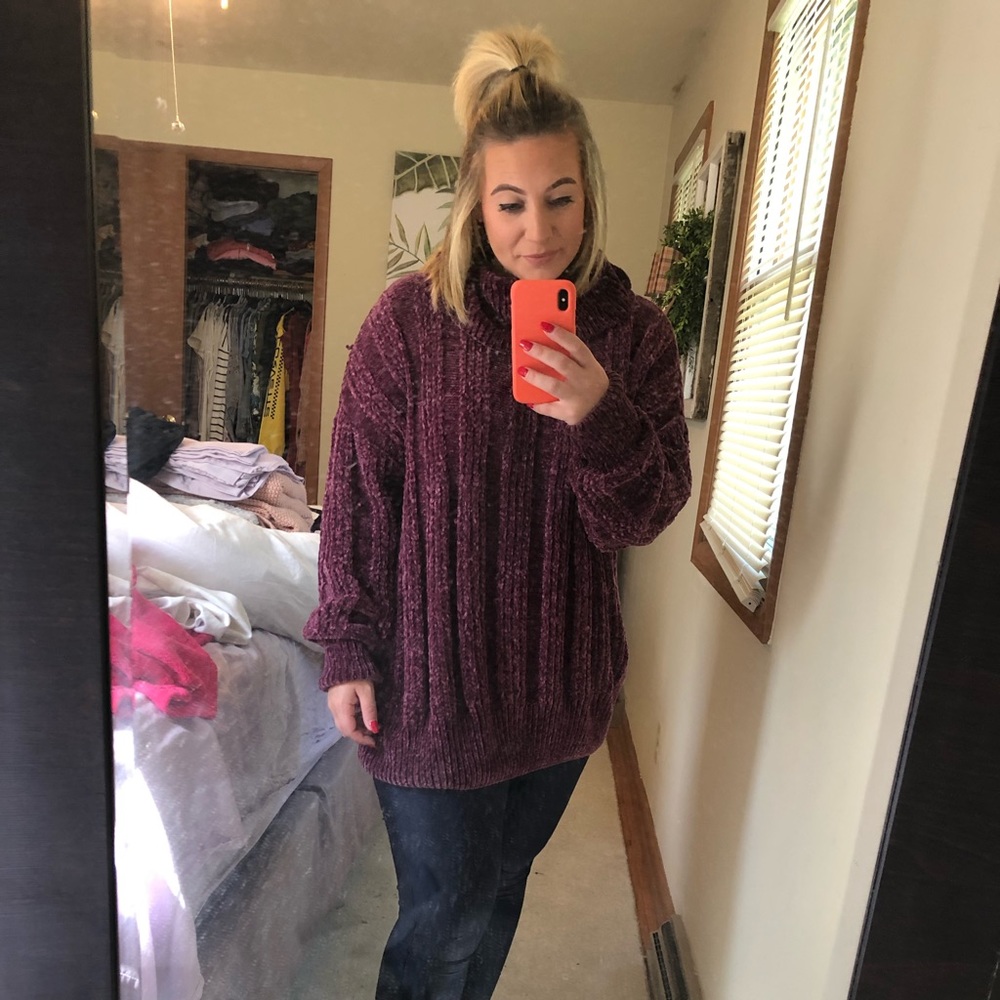 Oversized long sleeve turtle neck style sweater